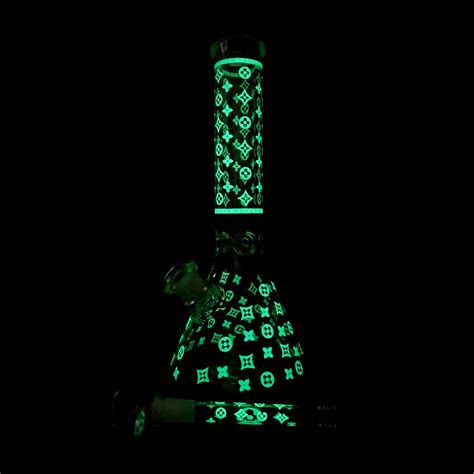 lv pattern beaker bong|Glow in the Dark Louis Vuitton Pattern Beaker Bong .